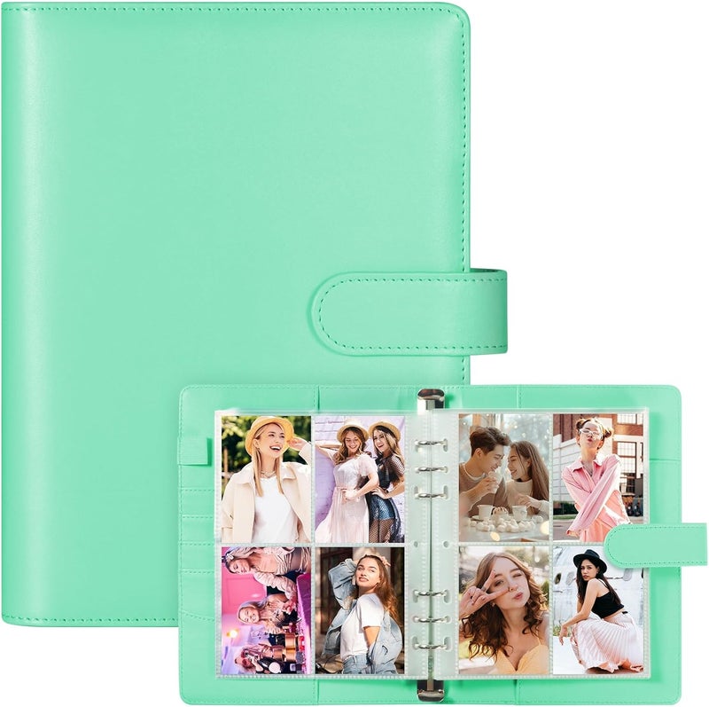 WITHYU A5 Card Collector with 30 Pack 4-Pocket Pages, 6 Ring Binder Album with 240 Card Slots, PU Leather Binder Cover with Magnetic Buckle Closure (Green) - Image 1